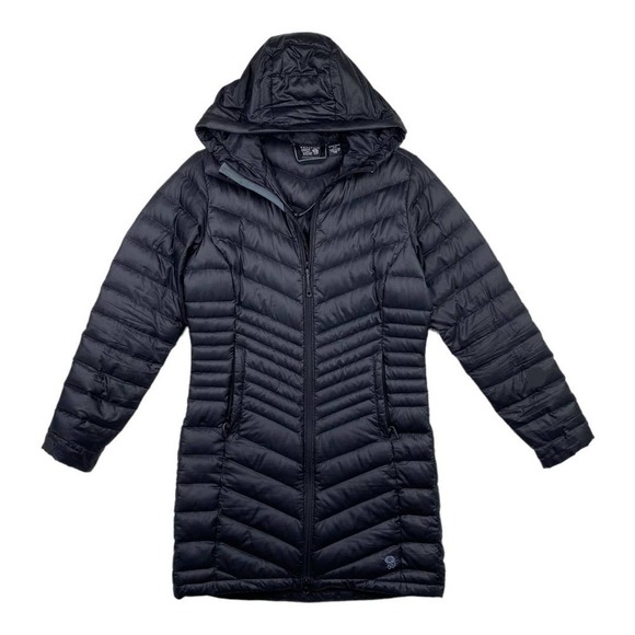 Women's Mountain Hardwear Marblemount Down Feather Black Parka with Hood-Medium - Picture 1 of 10